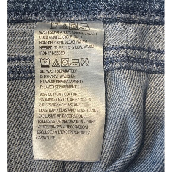 Belle Kim Gravel Medium Wash Denim Crop Jeans Orange Embroidery Size 16 - Picture 8 of 16